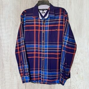 Tommy Hilfiger Classic Fit Blue Plaid Button Up Shirt Men’s Size Large Western